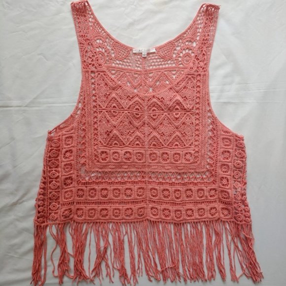 Anthropologie Tops - Active Festival Crochet Patterned Fringe Top L